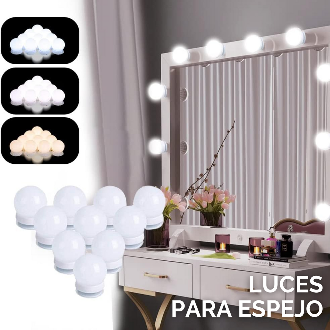 LUCES LED PARA ESPEJO x 10 BOMBILLOS | 50% DE DESCUENTO + ENVÍO GRATIS